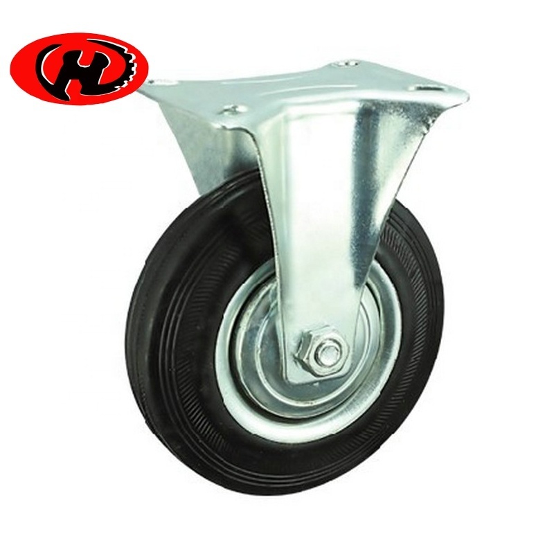 4inch 5inch 6inch  black rubber  industrial dustbin swivel waste trash container caster wheels with metal protection cover