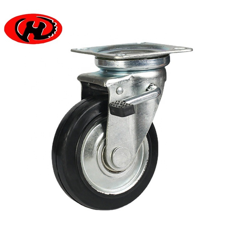 black rubber metal disc 4 5 6 8 Inch Wheel Japanese pedestal brake Casters Japan Style  industrial castor wheels