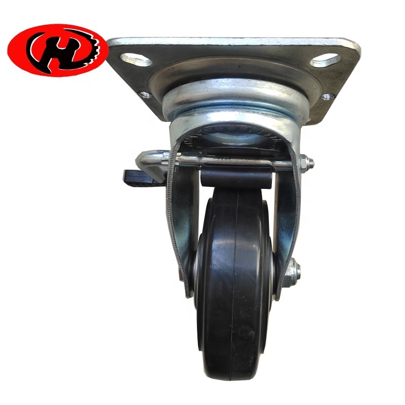 black rubber metal disc 4 5 6 8 Inch Wheel Japanese pedestal brake Casters Japan Style  industrial castor wheels