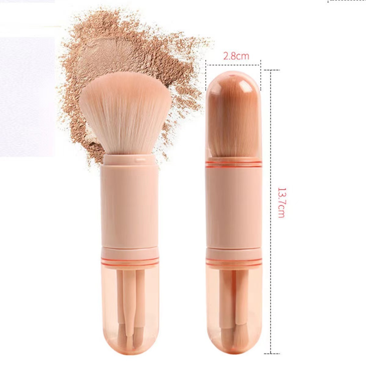 High quality  Professional Retractable Portable 4 in 1 Mini Cute Powder Eye Shadow Makeup Brush sets