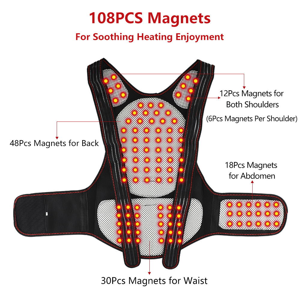 2023 hot compress warm shoulder and back strap neck vest 108 magnetic physiotherapy belt support protector magnet physiotherapy