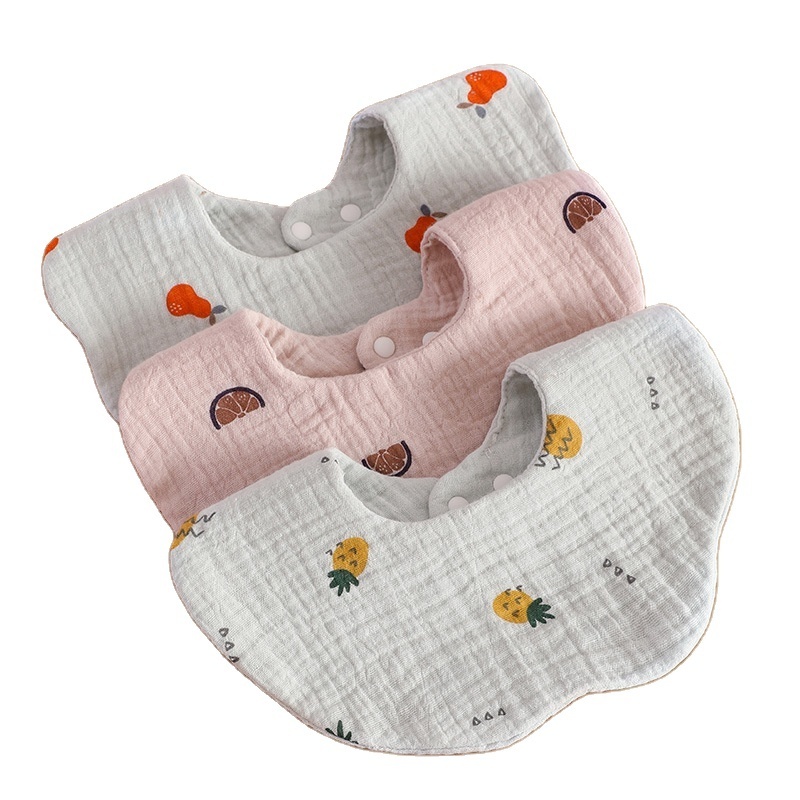 Wholesale Custom Reusable Soft Button Anti Dirty Saliva Towel Organic Cotton Bibs Baby Waterproof Baby Bibs