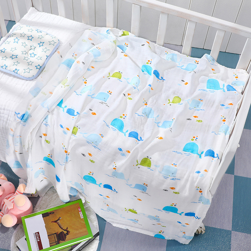 Baby Muslin Blanket Customize 2 Layers Baby 100% Cotton Bamboo Muslin Swaddle Blanket For Newborns