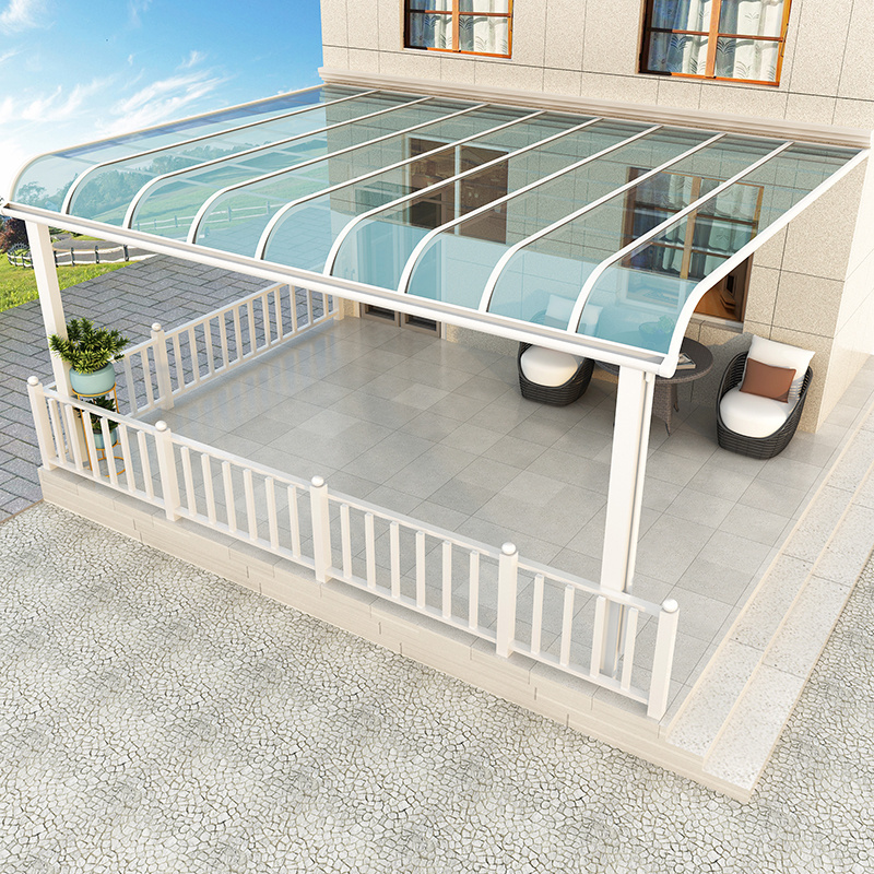 Outdoor typhoon Windproof  Aluminum Frame Terrace Awning Rain Canopy Polycarbonate Roof Pergola