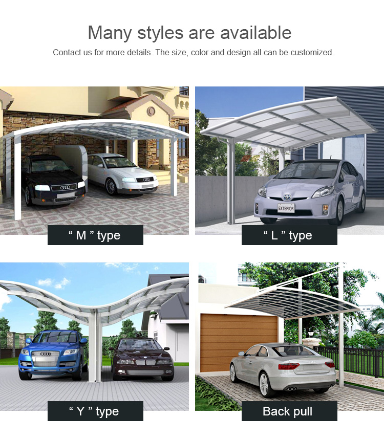 wholesale modern design cantilever arched polycarbonate roof metal aluminum frame carport/garages/car parking tent