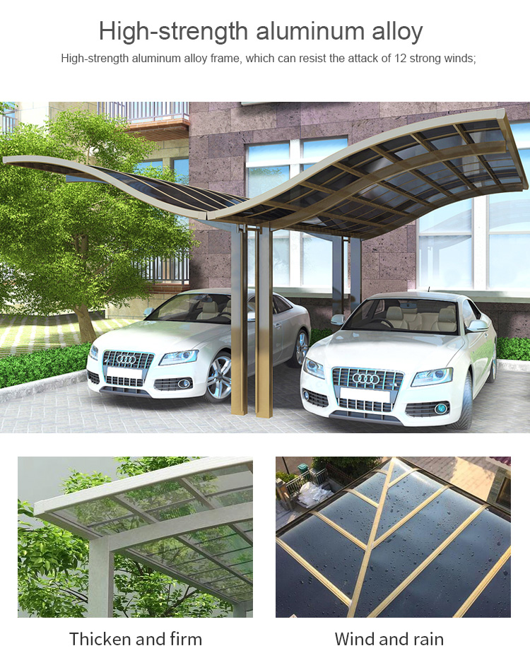 wholesale modern design cantilever arched polycarbonate roof metal aluminum frame carport/garages/car parking tent