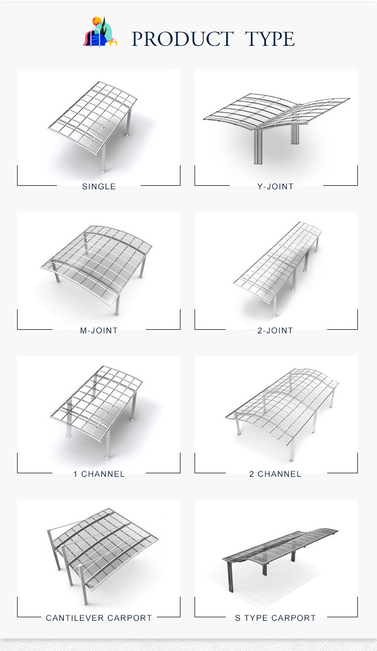 3x5.5m waterproof polycarbonate roofing aluminum alloy carport free standing portable car shelter canopies