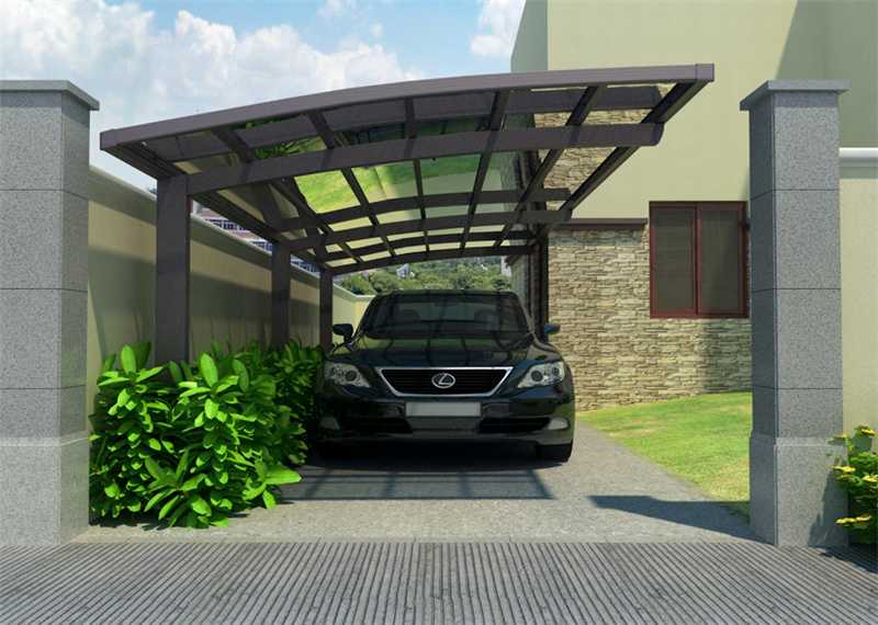 New Design Waterproof Aluminium Carports  Polycarbonate Roof Garages cantilever single car shelter