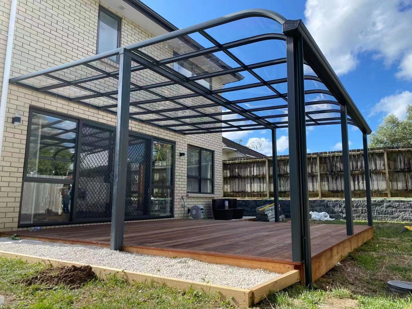 Outdoor aluminum frame deck covering polycarbonate roofing balcony covering modern design patio canopy