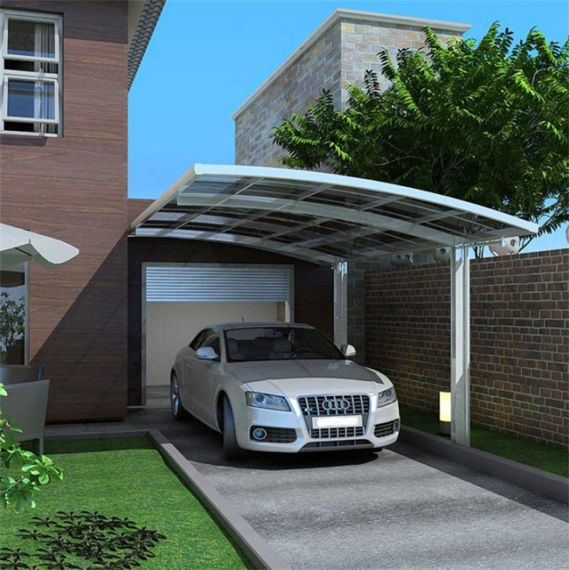 New Design Waterproof Aluminium Carports  Polycarbonate Roof Garages cantilever single car shelter