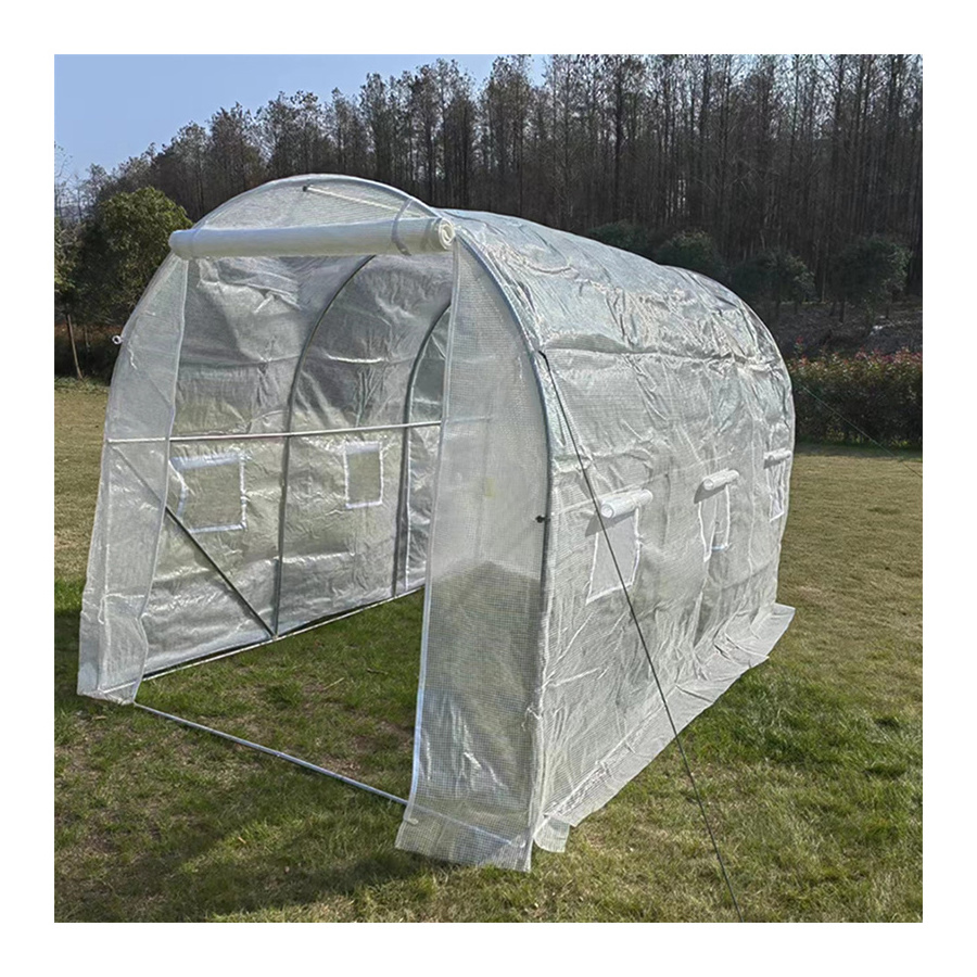 Waterproof Galvanized Steel Frame Outdoor Garden Large Tunnel Walk-in Greenhouse with 6 window and PE cover