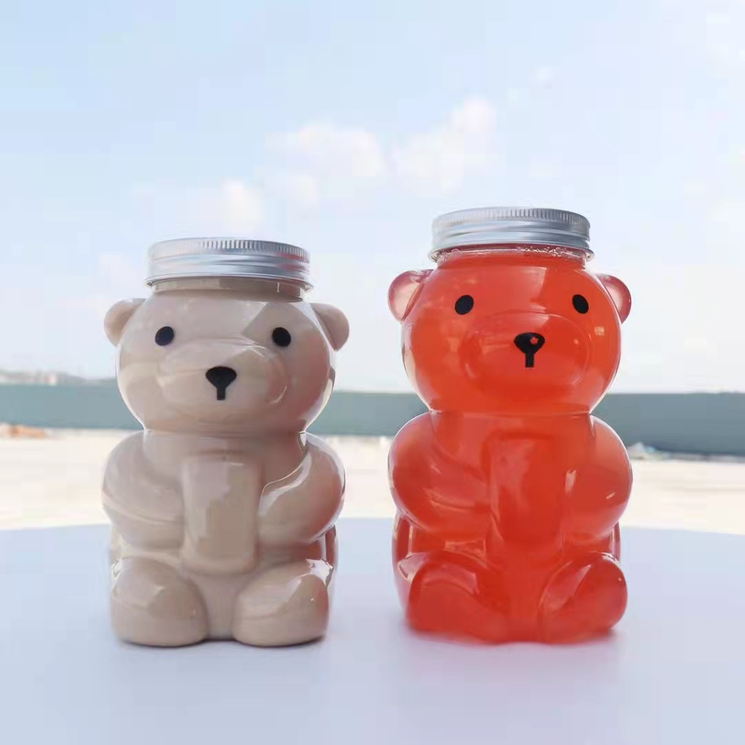 350ml 500ml Empty Bear and Puppy Beverage Cold Brew Juice Drinks and Coffee Plastic bottle and containers with aluminium caps