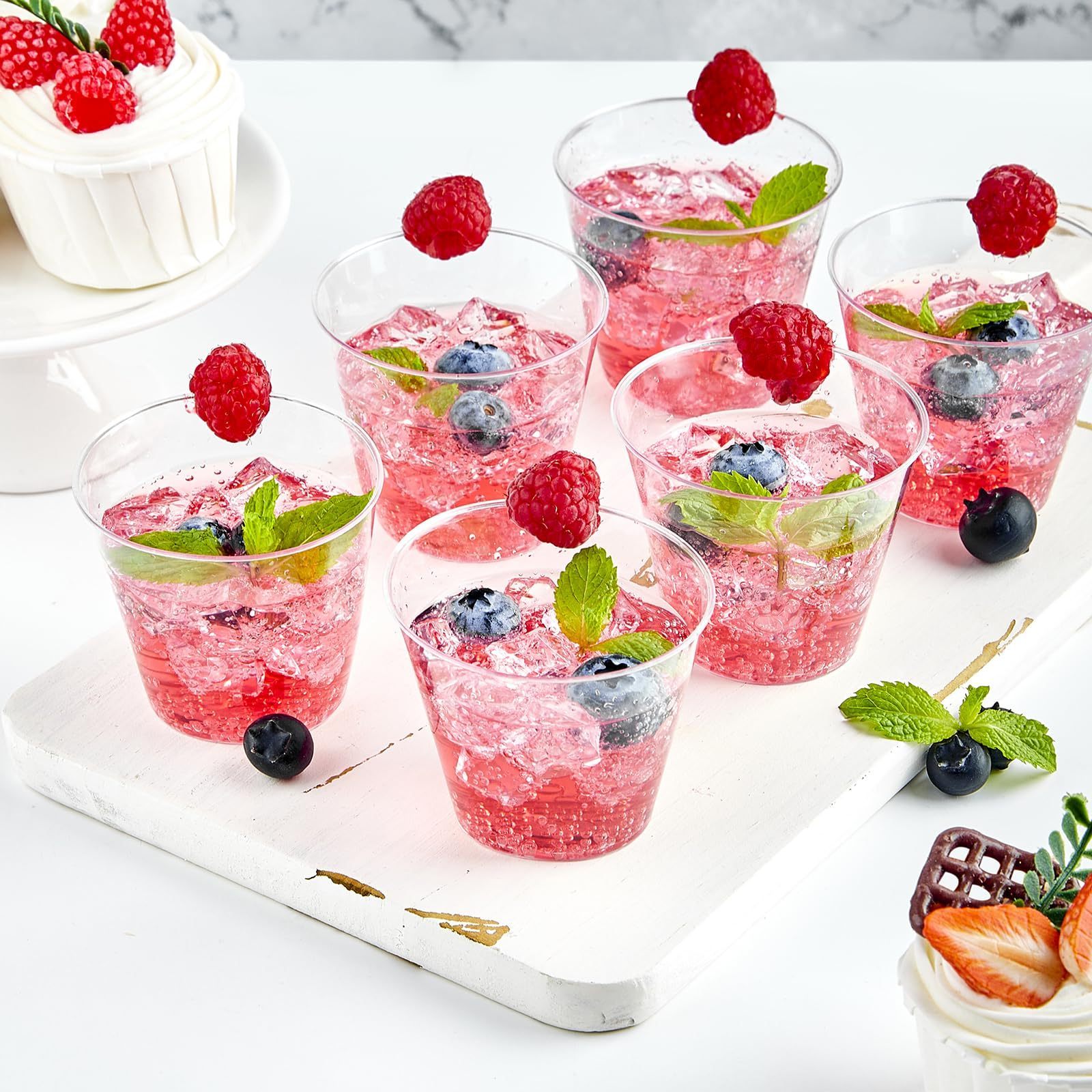 Disposable Plastic Compote Dessert Cups 8 oz Small Square Clear Plastic Dessert Tumbler Cups Serving Bowl