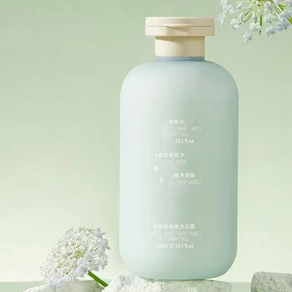 Eco-friendly  green 200ml 300ml Big Flip lid Soft Touch HDPE  Cosmetic Packaging Body Lotion plastic Shampoo Bottles