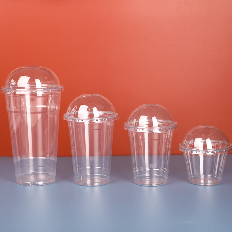 Free Samples offered of Multiple Sizes High Clear PET Cold Drink Lemonade Plastic Cup with Dome Lid