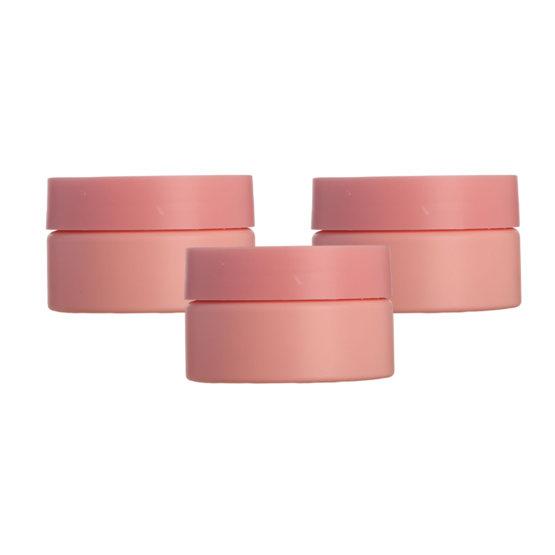 15ml 30ml 50ml 60ml 100ml 200ml 250ml PET matte pink cosmetic cream jars Frosted plastic lip scrub container with pink Cap