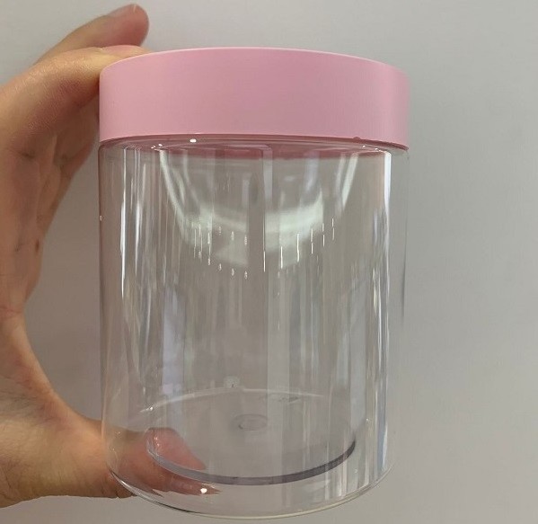 Plastic PET Cosmetic and Bracelet Jar Bangles Pink Transparent Plastic Containers Wholesale Face Cream Jars Plastic Jar Wood Lid