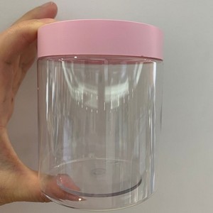 Plastic PET Cosmetic and Bracelet Jar Bangles Pink Transparent Plastic Containers Wholesale Face Cream Jars Plastic Jar Wood Lid