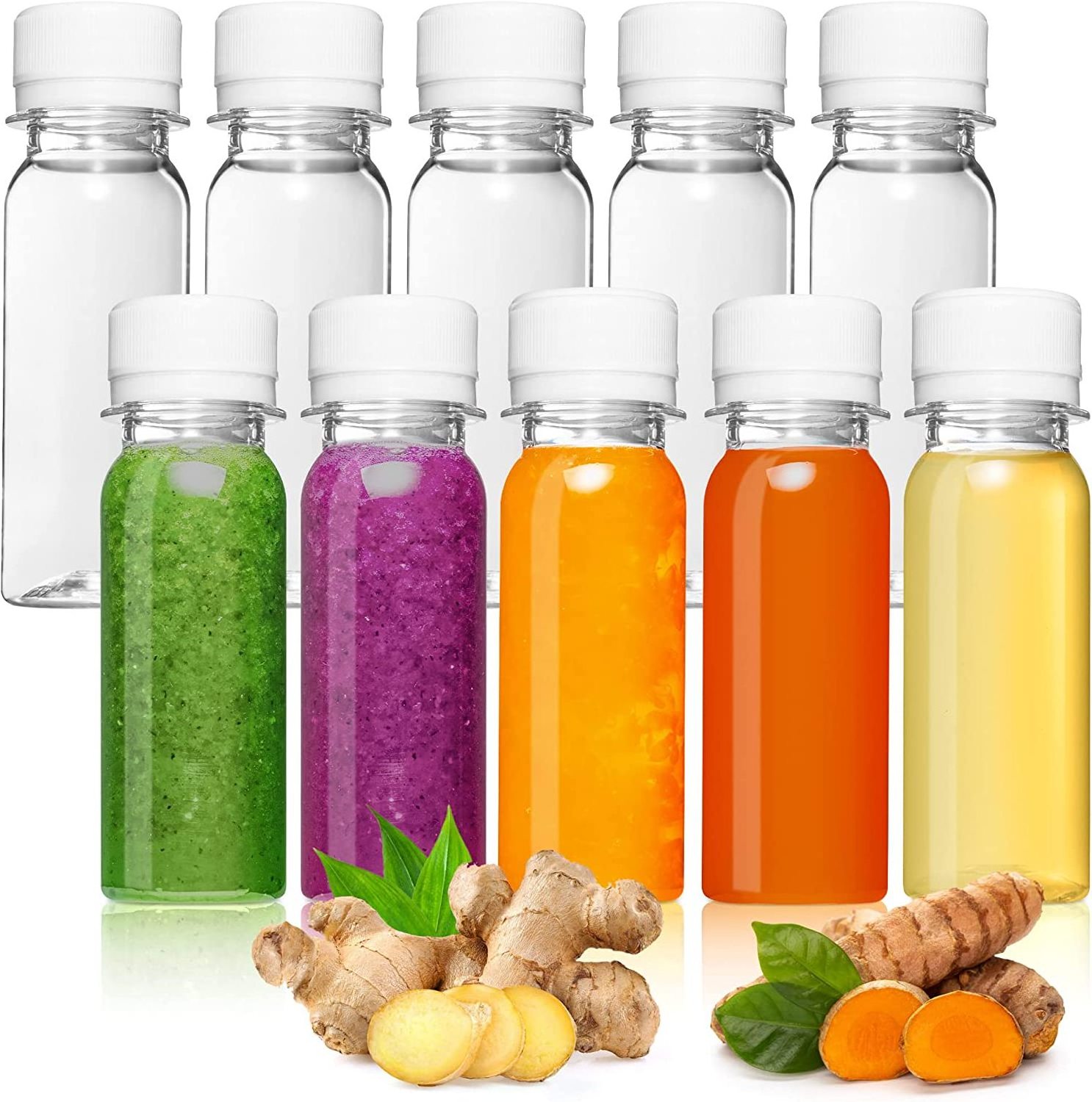 Mini 2oz 60ml 3oz 100 ml 4oz 120ml Small Empty PET Plastic Juice Drink Bottle Energy Ginger Shot Bottles with Caps