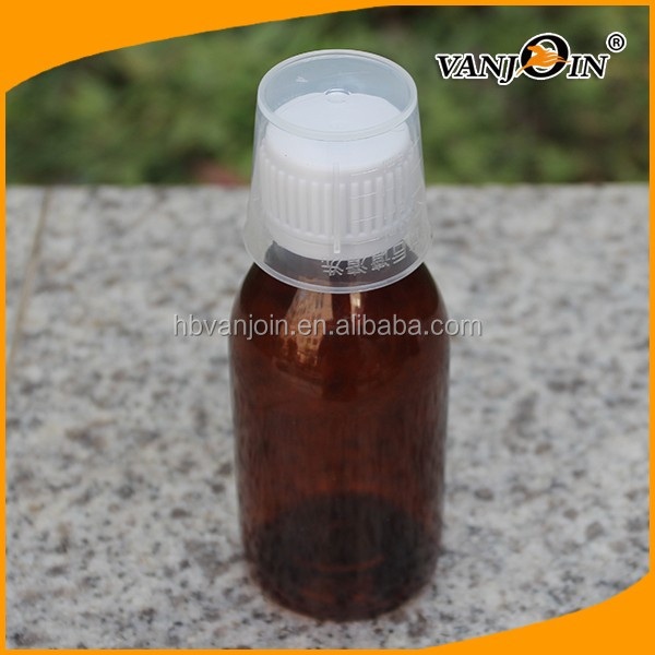 100ML Amber Round PET Cough Syrup Bottle with Measuring Cup