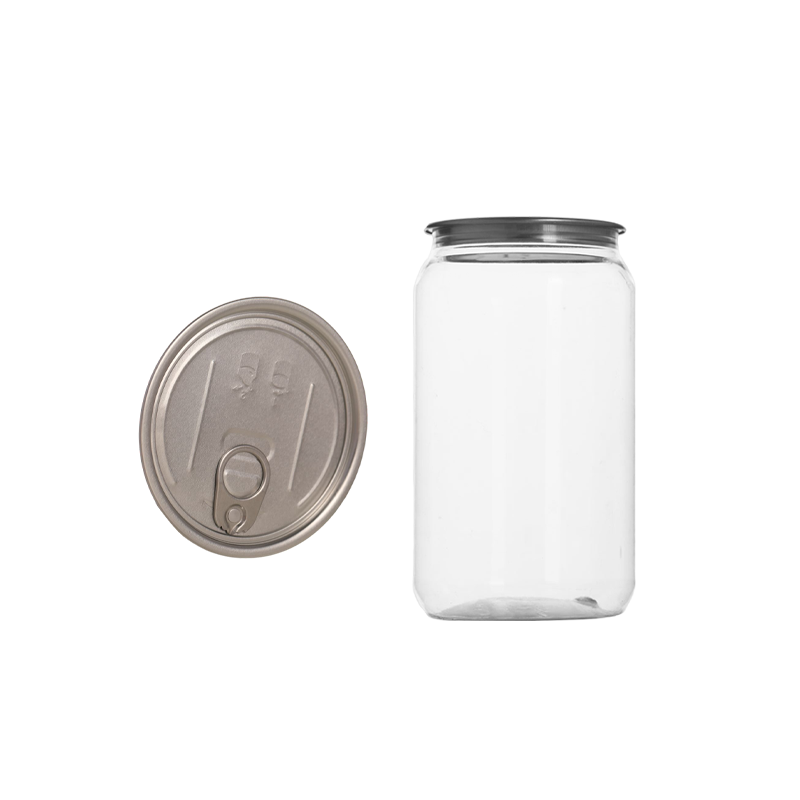 200ml 330ml 500ml 550ml 650ml Plastic Transparent PET Soda Can For Beverages Custom flat bottom pet soda Jar