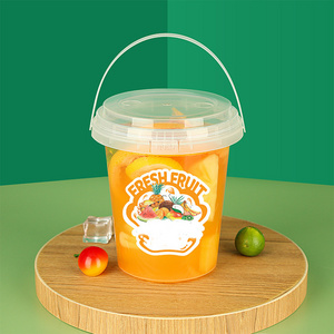 32 OZ Plastic Drink Buckets Wholesale 1000ml 700ml BIG Volume Disposable Fruits Container Clear Bucket Cups With Lid