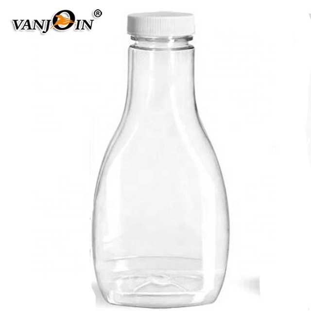 16 OZ Pet Plastic Salad Dressing Bottles flat square pet plastic sauce Bottles 500ml food grade salad squeeze bottles