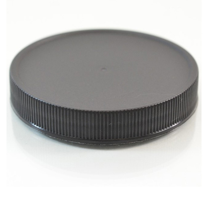 Air-tight seal 70-400 black ribbed cap with a foam liner  70 mm plastic jars white custom Ribbed Size Screw Lids