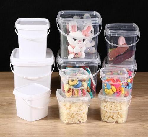 New Arrival 1L 1.5L 2L Cups Food Storage Fresh Fruit Beverage Container Bucket Large Capacity Square Cups for Beverage