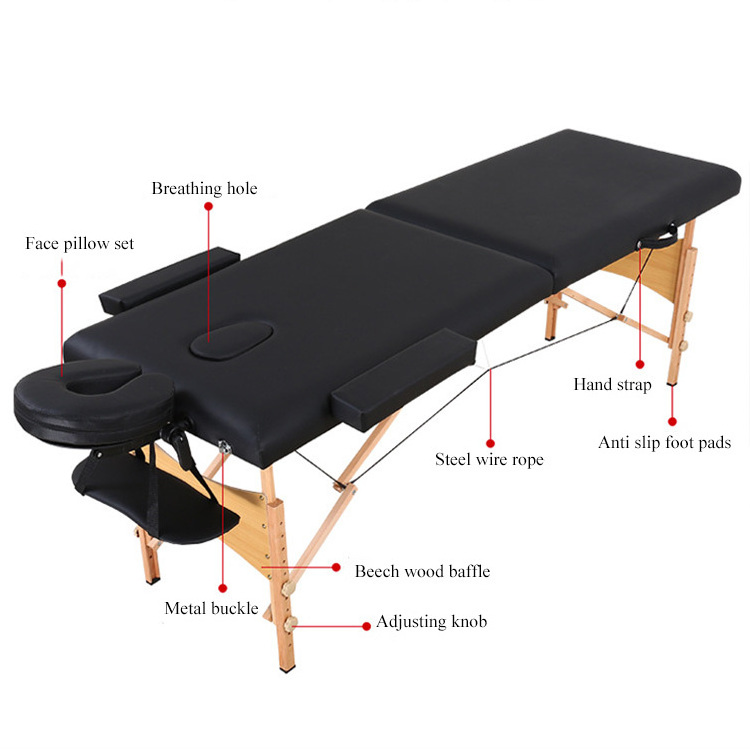 Professional Salon Spa Furniture Wooden Folding  Beauty Massage Table folding wooden massage bed