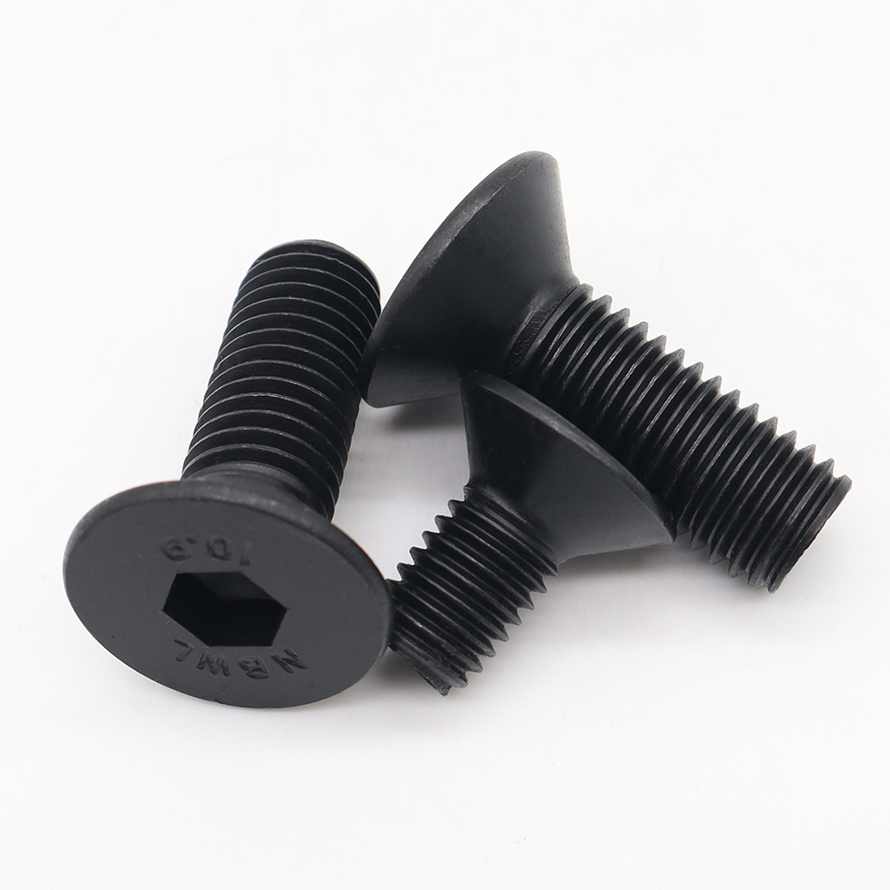 China Grade 10.9 Black Oxide Steel Bolts And Screws Hexagon Socket Countersunk Head Cap Set Screws Wholesale M2 M3 M4 M5 M6