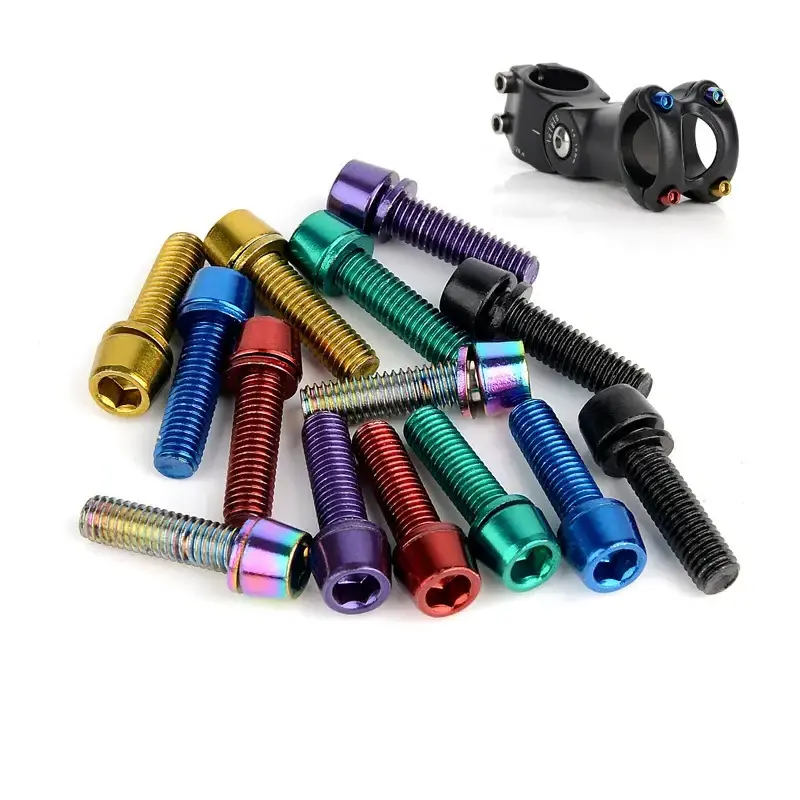 Grade 5 Titanium Fasteners Motorcycle Hexagon Socket Bolts M5 M6 M8 M10 Coloured GR5 Bolts Screw Factory Supplier