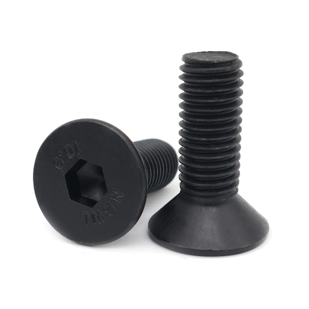 China Grade 10.9 Black Oxide Steel Bolts And Screws Hexagon Socket Countersunk Head Cap Set Screws Wholesale M2 M3 M4 M5 M6