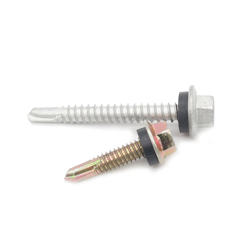 Stainless Steel Self Drilling, Screws With Rubber Washers Hex Head Self Drilling Sheet Metal Roofing Screws With Washer/