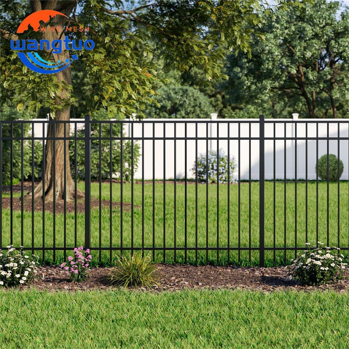 Security Fence Panels Horizontal Metal Aluminum Garden Privacy Fencing with Powder Coat for Farm Use with Fence Post Caps