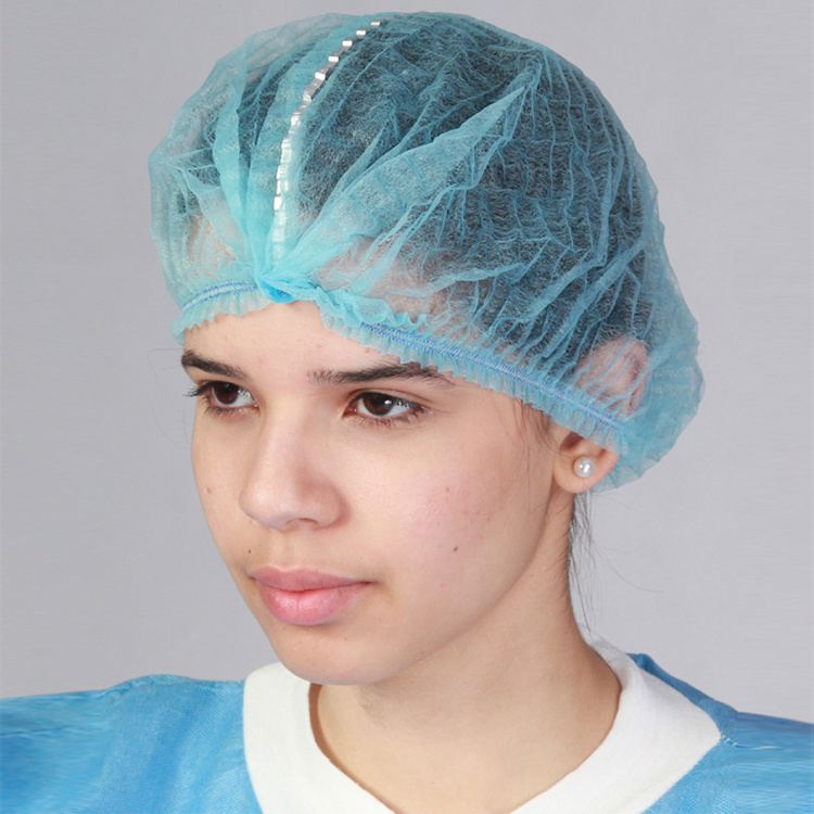 Custom Disposable Medical Non Woven Strip Cap Bouffant Head Cover Hair Net Surgical Doctor Nurse Hat Round Mob Cap For Hospital