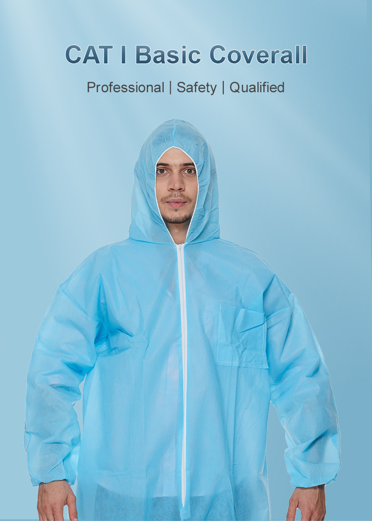 OEM Manufacturer  Disposable PP Boiler Suit with hood One-piece Lightweight Anti Dust Coverall Cleanroom Unisex Woring Clothes