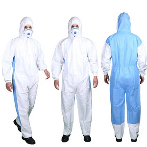 Anti-Static Three Piece Hood Type56 Microporous film laminated coverall with 50GSM Breathable Low-Linting SMS Back Panel