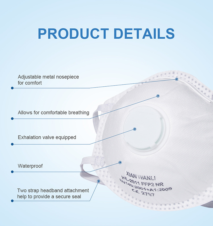 High Quality Manufacturer EN149  non woven disposable cup style mask ffp2 respirator disposable respirator with valve