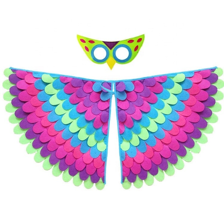 New Hot With Facemask For Animal Costume Bird Wings Design Cosplay Party Favors Felt Kids Butterfly Wings Costume for Children