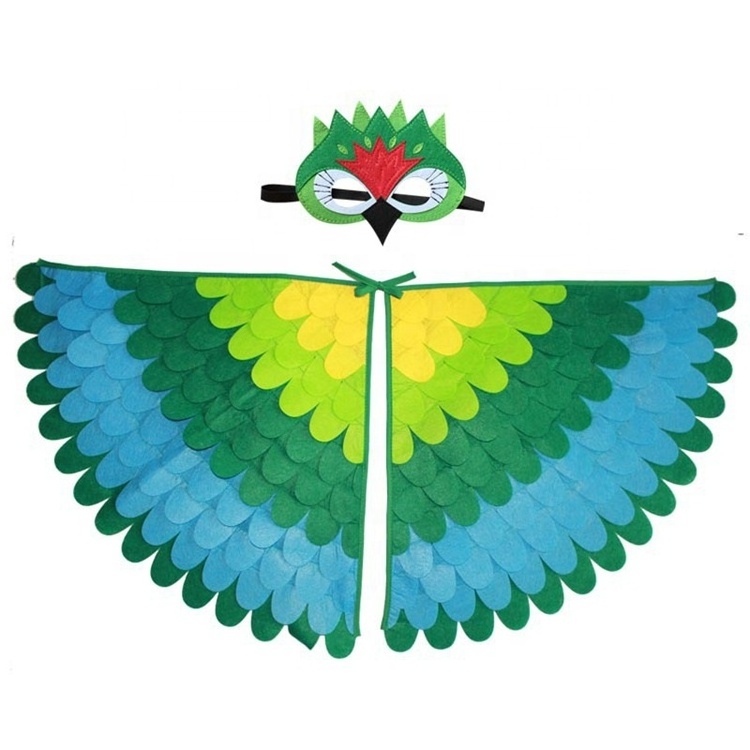 New Hot With Facemask For Animal Costume Bird Wings Design Cosplay Party Favors Felt Kids Butterfly Wings Costume for Children