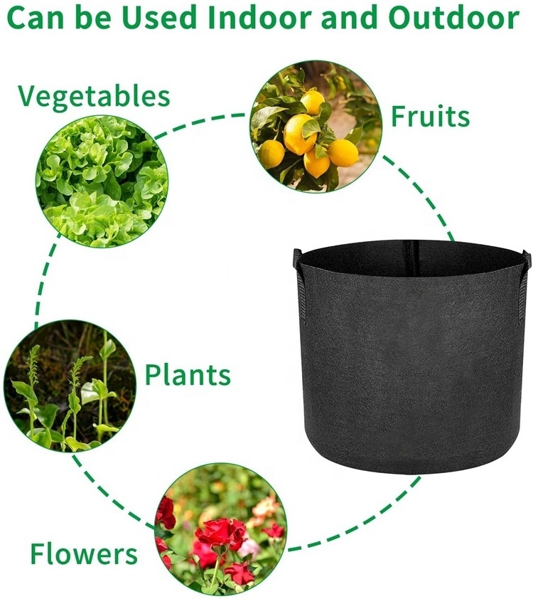 Wholesale 1 2 3 5 7 10 30 Gallon Pots Non Woven Garden Fabric Tomato Plant Felt Potato Pots With Handles Grow Bags