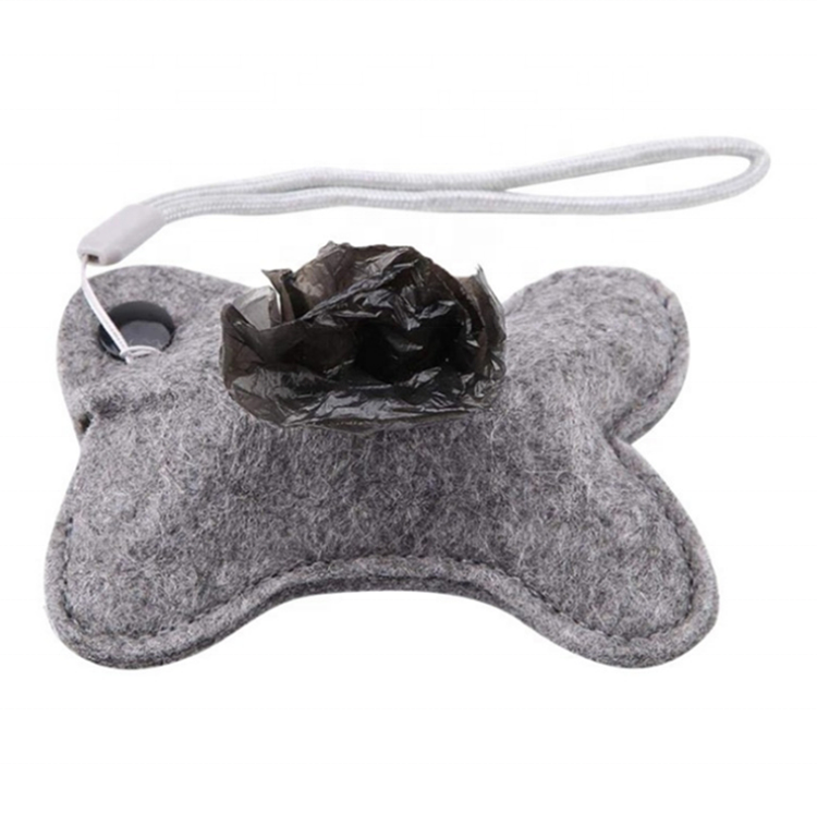 Portable Felt Dog Poop Bag Pouch Outdoor Walking Pet Waste Bag Dispenser Poo Bags Carrier