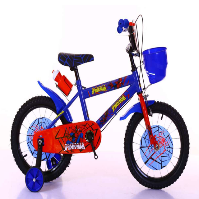 Four Wheels 12'-16' inch Training Bike with Spiderman Cartoon Kids Bicycle for 2-6 years old children