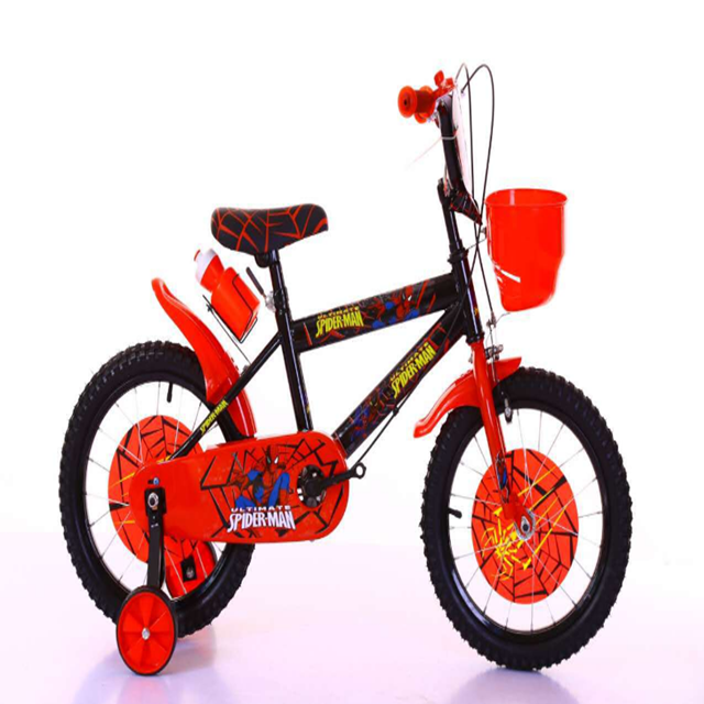 Four Wheels 12'-16' inch Training Bike with Spiderman Cartoon Kids Bicycle for 2-6 years old children