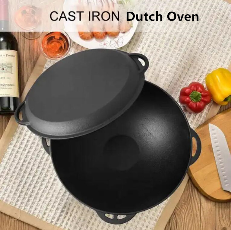 Hot Sale Large Cast Iron Pot For Sale Pre-seasoned African Cooking Cast Iron Large Potjie Pot  For Double Ues