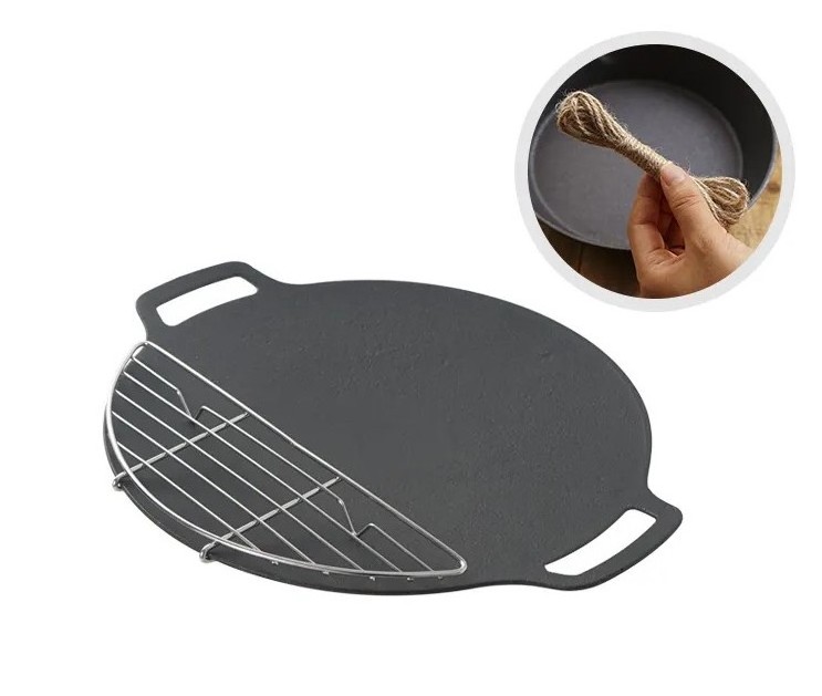 Hot Sell Korean Style New Style Circle  BBQ grill Outdoor  Pan Cast Iron Pan 15 Inch Camping Plate