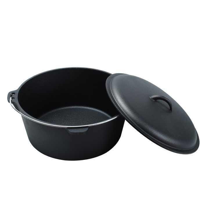 Hot Sale Meat Cast Iron Pot Cooking Cookware For Camping Pre-seasoned Soup Round  Pot   Non Stick Coating Induction Pot