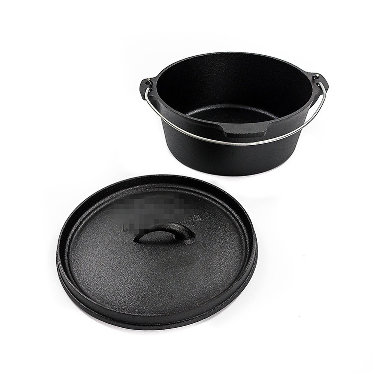 China manufacturer Kitchen ware Non stick  Hot Sale pre-seasoned cast iron pot dutch oven casserole for outdoor cook