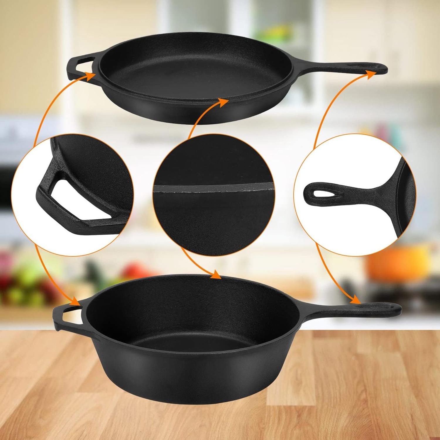 2-In-1 hot sale pot and pans Multi Cooker Deep Pot Frying Pan Cast Iron Combo Cooker